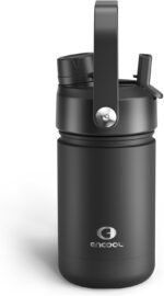 Kids Insulated Water Bottle with Straw - 12oz Stainless Steel Water Bottle with Dual Spouts, Leak-Proof, BPA-Free, Double Wall Vacuum Keeps Cold for 24 Hours for Sports, Travel, School (Black Night) - Image 2