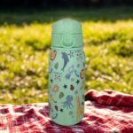 Kids Stainless Steel Water Bottle,12 oz Insulated Thermos with Straw Lid, Leakproof BPA-Free Bottle for School, Travel, Lunchbox (Green Wild Wanderers) - Image 2