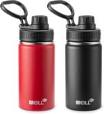 Kids Water Bottle 12 oz Stainless Steel Insulated Water Bottle Wide Mouth with Leakproof Spout Lid-Sports Flask for Girl and Boy (Canyon Red-Black) - Image 2