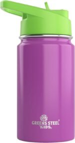 Kids Water Bottle - 12oz Purple | Leak Proof With Straw & Handle | 24 Hours Cold | Insulated, Double Wall Stainless Steel | Easy Sip Toddler Cup | Child's Flask | Eco Friendly - Image 2