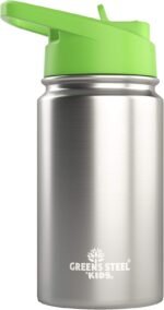 Kids Water Bottle - 12oz Stainless | Leak Proof With Straw & Handle | 24 Hours Cold | Insulated, Double Wall Stainless Steel | Easy Sip Toddler Cup | Child's Flask | Eco Friendly - Image 2