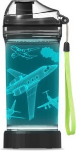 Kids Water Bottle, Airplane-themed Light-Up Sport Cup with 3D Glowing LED Airplane Light – 14 OZ Tritan BPA-Free - Gifts for School, Camping, and Holidays (Airplane) - Image 2