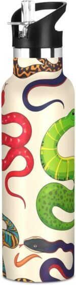 Kids Water Bottle Leakproof Insulated Water Bottles 20oz, BPA-Free, Snakes Beige - Image 2
