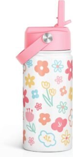 Kids Water Bottle Stainless Steel with Straw Lid, Floral Water Bottle 12oz, Travel Tumbler, Gifts for Girls, Birthday, Christmas, Back To School - Image 2