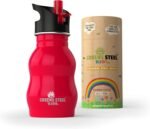 Kids Water Bottle with Straw & Handle, 12 oz Red - Eco Friendly Toddler Cups with Straws - Easy Sip Metal Water Bottle for Kids - Cute Stainless Steel Water Bottles for Children - Leak Proof Lid - Image 2