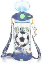 Kids Water Bottle with Straw & Strap for School Kids Girls Boys, 22oz BPA Free Child Drinking Water Bottle One-Click-Open Leak-Proof Locking Flip Lid for Back to School Sport Travel - Image 2