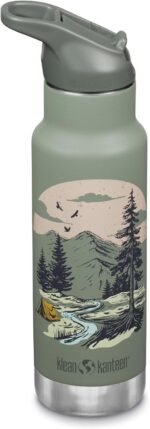 Klean Kanteen 12 oz Classic Kid's Insulated Water Bottle with Flip Seal Sport Cap - 100% Leakproof Cap - BPA-Free - Stainless Steel Material - Mountain Scape - Image 2