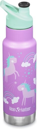 Klean Kanteen 12 oz Classic Kid's Insulated Water Bottle with Sport Cap - Kid's Water Bottle - Made from Stainless Steel - Dishwasher Safe Reusable Bottle - Unicorns, 12 oz - Image 2