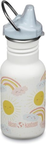 Klean Kanteen 12 oz Classic Kid's Sippy Bottle - For Little Hands - With Dust Cover & Attachable Loop - Durable, BPA-Free, Stainless Steel Material - Fits Interchangeable Caps - Rainbows - Image 2
