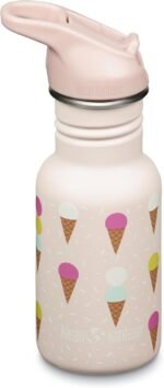 Klean Kanteen 12 oz Classic Kid's Water Bottle with Flip Seal Sport Cap & Straw - 100% Leakproof Cap - Durable Stainless Steel Material - Lightweight & Easy-Grip - BPA-Free - Ice Cream - Image 2