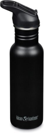 Klean Kanteen 18 oz Classic Water Bottle with Flip Seal Sport Cap & Straw - 100% Leakproof Spout & Cap - Durable, BPA-Free & Stainless Steel Material - Easy-Sip Water Bottle - Black - Image 2