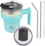 Konokyo 10 oz Tumbler with Handle and 2 Straw 2 Lid, Insulated Water Bottle Stainless Steel Vacuum Cup Reusable Travel Mug, Mint - Image 2
