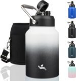 Konokyo Half Gallon Jug with Handle,64 oz Insulated Water Bottle with Carrying Pouch,Double Wall Vacuum Stainless Steel Metal Bottle,Day Night - Image 2