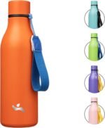 Konokyo Insulated Water Bottle with Strap,18 oz Double Wall Stainless Steel Vacuum Bottles Metal Water Flask,Orange - Image 2