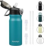 Konokyo Insulated Water Bottle with Straw and Carry Loop,18 oz Stainless Steel Double Wall Vaccum Metal Water Flask with Leak-proof Lid,Blue - Image 2