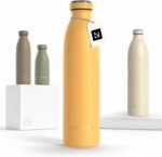 LARS NYSØM Stainless Steel Insulated Water Bottle 12oz 17oz 25oz 34oz 51oz | Insulated Thermo Flask for Hot and Cold Beverages | Leakproof Drinking Bottle (Mustard Yellow, 25.4 oz) - Image 2