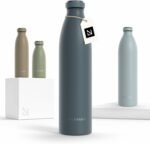 LARS NYSØM Stainless Steel Insulated Water Bottle 12oz 17oz 25oz 34oz 51oz | Insulated Thermo Flask for Hot and Cold Beverages | Leakproof Drinking Bottle (Stone Blue, 33.9oz) - Image 2
