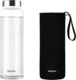 LETREEN Glass Water Bottle 32 oz, Borosilicate Wide Mouth Glass Water Bottle with Neoprene Sleeve, BPA-Free Leak Proof Reusable for Hot Cold Drinks, Work, Gym, Home, Black - Image 2