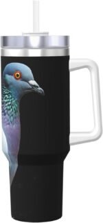 LKWSCGHM 40 oz Stainless Steel Tumbler with Handle and Straw, Pigeon Car Cup Insulated Water Bottle Personalized Ice Bully Cup Hot/Cold Travel Coffee Mug Gifts, Cupholder Friendly - Image 2