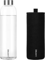 LOOFORE Glass Water Bottles 32 oz, 1 litre / 1000ml Glass Drinking Bottles with Lids, Borosilicate Large Reusable Water Bottle for School Home Office Travel Sport Yoga Gym, 1 Pack - Image 2