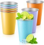 Lallisa 8 Pack Stainless Steel Cups 16 oz Pint Tumbler Colorful Stackable Pint Cups Metal Drinking Glasses for Kids Birthday Adults Coffee Beer Bar Home Travel Outdoor Camping, Unbreakable - Image 2