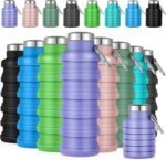 Lallisa 8 Pcs Collapsible Water Bottles Bulk Reusable Silicone Foldable Water Bottles 17 oz Portable Lightweight Sports Bottle with Carabiner for Gym Hiking Camping Travel(Fresh Colors) - Image 2