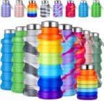 Lallisa 8 Pcs Collapsible Water Bottles Bulk Reusable Silicone Foldable Water Bottles 17 oz Portable Lightweight Sports Bottle with Carabiner for Gym Hiking Camping Travel(Mixed Colors) - Image 2