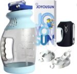 Large 1 Gallon Water Bottle/Jug with Time Marker, Straw & Sleeve – BPA-Free Tritan, Dishwasher Safe, Motivational Quotes, for Gym & Sports (128 oz) - USA Joyous Sun (Blue) - Image 2