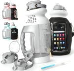 Large 1 Gallon Water Bottle/Jug with Time Marker, Straw & Sleeve – BPA-Free Tritan, Dishwasher Safe, Motivational Quotes, for Gym & Sports (128 oz) - USA Joyous Sun (White) - Image 2