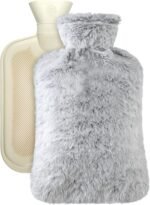 Large Hot Water Bottle with Cover, 2 Litre, Premium Natural Rubber Hot Water Bag, Soft Fleece Cover for Pain Relief, Back, Neck and Shoulders & Warm Cosy Nights (Grey) - Image 2