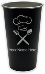 LaserGram Personalized Cup, Chef Hat, Stainless Steel Reusable Shatterproof Tumbler, Custom Engraved Gift (16oz / 473ml, Black) - Image 2