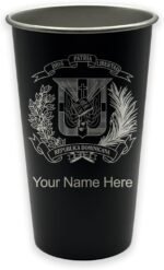 LaserGram Personalized Cup, Coat of Arms Dominican Republic, Stainless Steel Reusable Shatterproof Tumbler, Custom Engraved Gift (16oz / 473ml, Black) - Image 2