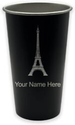 LaserGram Personalized Cup, Eiffel Tower, Stainless Steel Reusable Shatterproof Tumbler, Custom Engraved Gift (16oz / 473ml, Black) - Image 2