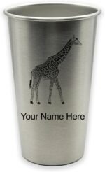 LaserGram Personalized Cup, Giraffe, Stainless Steel Reusable Shatterproof Tumbler, Custom Engraved Gift (16oz / 473ml, Stainless Steel) - Image 2