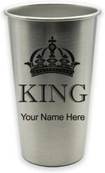 LaserGram Personalized Cup, King Crown, Stainless Steel Reusable Shatterproof Tumbler, Custom Engraved Gift (16oz / 473ml, Stainless Steel) - Image 2