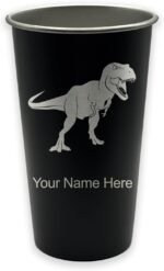 LaserGram Personalized Cup, Tyrannosaurus Rex Dinosaur, Stainless Steel Reusable Shatterproof Tumbler, Custom Engraved Gift (16oz / 473ml, Black) - Image 2