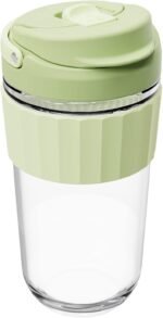 Leak-proof Glass Coffee Mug with Lid Lock, 17 oz Reusable Coffee Cup with Handle, BPA-free, Microwave and Dishwasher Safe (Forest Green) - Image 2