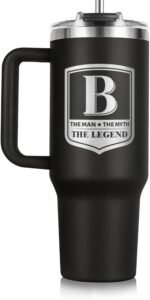 Leebbsin Gifts for Men, Initial 40oz Tumbler with handle and straw, Best Father's Day Gift, Personalized Birthday Gifts for Men, Dad, Grandpa, Husband,The Man The Myth The Legend Cup for Coffee (B) - Image 2