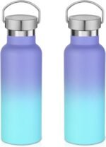 Leraverppy 17oz Stainless Steel Water Bottle,Leak-Proof Sweat-Proof Travel Flask,Double Wall Vacuum,Portable Insulated Cup,Reuseble Metal Bottle for School Sport Hiker Kid,Purple Blue(2Packs) - Image 2