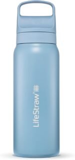 LifeStraw Go Series — Insulated Stainless Steel Water Filter Bottle for Travel and Everyday Use Removes Bacteria, Parasites and Microplastics, Improves Taste, 24oz Icelandic Blue - Image 2