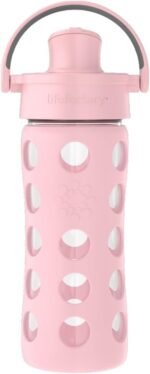 Lifefactory 12-Ounce Glass Water Bottle with Active Flip Cap and Protective Silicone Sleeve, Desert Rose - Image 2