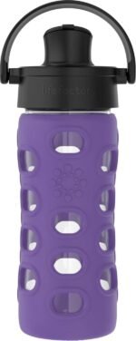 Lifefactory 12-Ounce Glass Water Bottle with Active Flip Cap and Protective Silicone Sleeve, Iris - Image 2