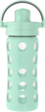 Lifefactory 12-Ounce Glass Water Bottle with Active Flip Cap and Protective Silicone Sleeve, Mint - Image 2
