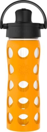 Lifefactory 16-Ounce Glass Water Bottle with Active Flip Cap and Protective Silicone Sleeve, Marigold - Image 2