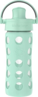 Lifefactory 16-Ounce Glass Water Bottle with Active Flip Cap and Protective Silicone Sleeve, Mint - Image 2