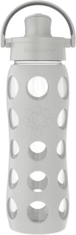 Lifefactory 16-Ounce Glass Water Bottle with Active Flip Cap and Protective Silicone Sleeve, Stone Gray - Image 2