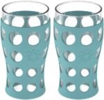 Lifefactory 20-Ounce BPA-Free Indoor/Outdoor Beverage Glass with Protective Silicone Sleeve, 2-Pack, Aqua Teal - Image 2