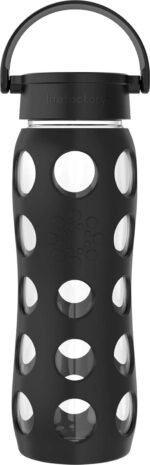 Lifefactory 22-Ounce BPA-Free Glass Water Bottle with Classic Cap and Protective Silicone Sleeve, Onyx - Image 2