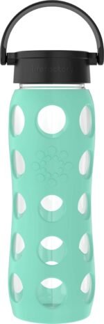 Lifefactory 22-Ounce BPA-Free Glass Water Bottle with Classic Cap and Protective Silicone Sleeve, Sea Green - Image 2