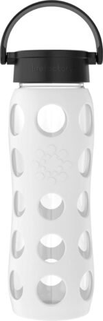 Lifefactory 22-Ounce BPA-Free Glass Water Bottle with Classic Cap and Protective Silicone Sleeve, White - Image 2